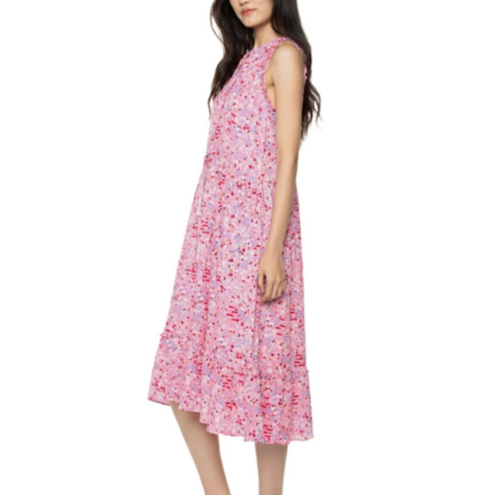 Black Tape Petite Printed Drawstring-Waist Maxi Dress| Size Small